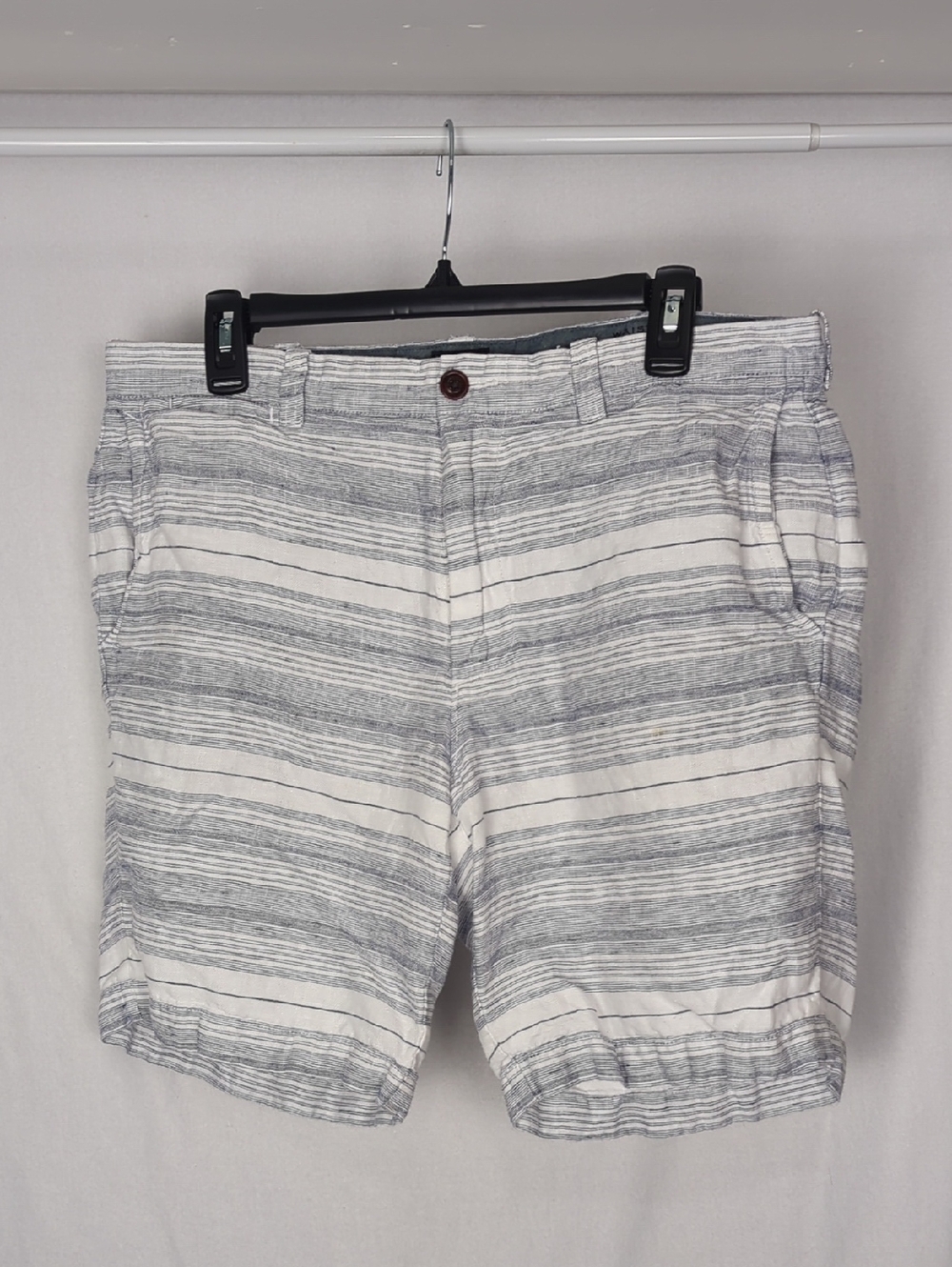 J CREW Men's 34 Stanton Linen Blue Stripe Shorts
